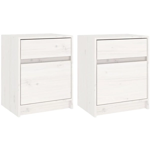 vidaXL Tables de chevet 2 pcs Blanc 40x31x50 cm Bois de pin massif pas cher