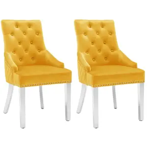 vidaXL Chaises à manger lot de 2 jaune velours pas cher