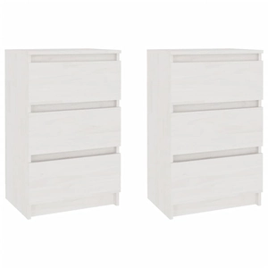 vidaXL Tables de chevet 2 pcs Blanc 40x29,5x64 cm Bois de pin solide pas cher