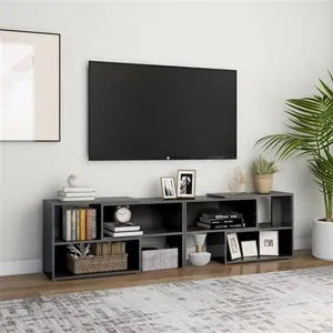 vidaXL Meuble TV Gris brillant 149x30x52 cm Aggloméré pas cher