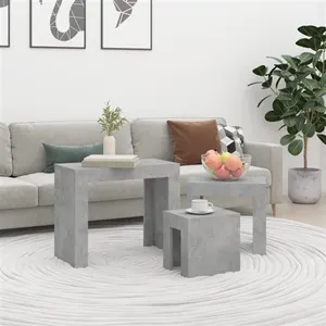 vidaXL Tables basses gigognes 3 pcs Gris béton Aggloméré pas cher