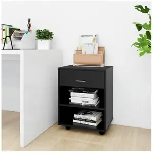 Comparateur de prix : vidaXL Armoire à roulettes Noir 46x36x59 cm Bois d'ingénierie 808468