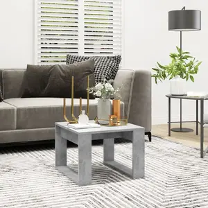 vidaXL Vidaxl Table D'appoint Gris Béton 50x50x35 Cm Bois D¿Ingénierie pas cher