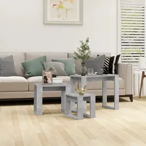 Comparateur de prix : vidaXL Tables gigognes 3 pcs Gris béton Bois d'ingénierie