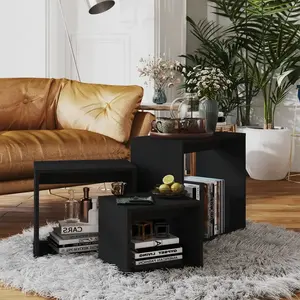 vidaXL Tables gigognes 3 pcs Noir Aggloméré pas cher