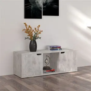 vidaXL Meuble TV Béton 88,5x27,5x30,5 cm Bois d’ingénierie 338175 pas cher