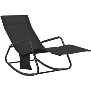 vidaXL Chaise longue Acier et textilène Noir pas cher