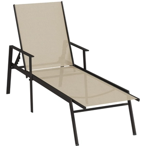 vidaXL Chaise longue acier et tissu textilène crème pas cher
