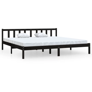 vidaXL Cadre de lit Noir Bois de pin massif 200x200 cm pas cher