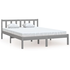 vidaXL Cadre de lit Gris Bois de pin massif 200x200 cm pas cher