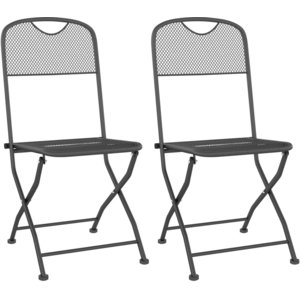 vidaXL Chaises pliables de jardin 2 pcs Maille métallique Anthracite pas cher