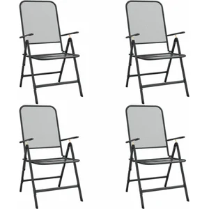 vidaXL Chaises pliables de jardin 4 pcs Maille métallique Anthracite pas cher