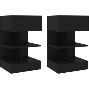 vidaXL Tables de chevet 2 pcs Noir 40x35x65 cm pas cher