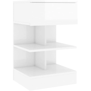vidaXL Table de chevet Blanc brillant 40x35x65 cm Aggloméré pas cher
