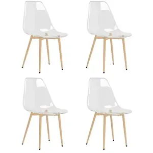 vidaXL Chaises à manger lot de 4 Transparent PET pas cher