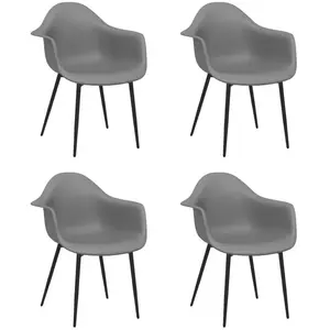 vidaXL Chaises à manger lot de 4 gris PP pas cher