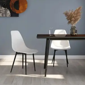 vidaXL Chaises à manger lot de 2 blanc PP pas cher