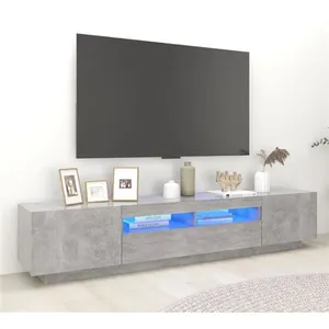 vidaXL Meuble TV avec lumières LED Gris béton 200x35x40 cm pas cher