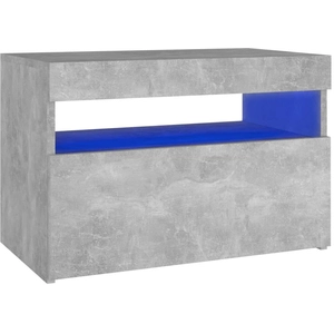 vidaXL Table de chevet avec lumières LED gris béton 60x35x40 cm pas cher