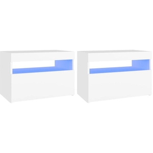 vidaXL Tables de chevet avec lumières LED 2 pcs blanc 60x35x40 cm