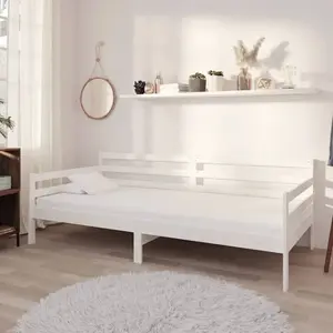 vidaXL Vidaxl Lit De Jour Sans Matelas Blanc Bois De Pin Massif 90x200 Cm pas cher