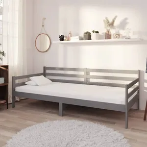 vidaXL Lit Gris Bois de pin massif 90x200 cm pas cher