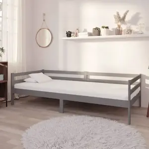 vidaXL Lit Gris Bois de pin massif 90x200 cm pas cher