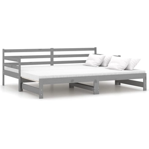 vidaXL Lit coulissant Gris Bois de pin massif 2x(90x200) cm pas cher