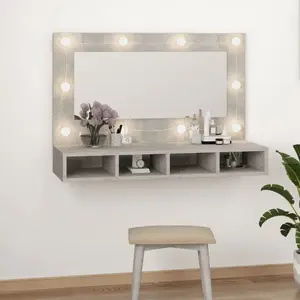 Comparateur de prix : vidaXL Armoire à miroir avec LED Gris béton 90x31,5x62 cm