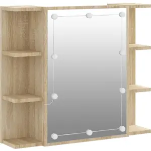 vidaXL Armoire à miroir avec LED Chêne sonoma 70x16,5x60 cm pas cher