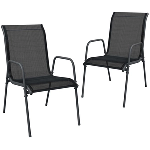 Comparateur de prix : vidaXL Chaises de jardin 2 pcs Acier et textilène Noir