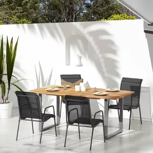 vidaXL Chaises de jardin 4 pcs Acier et textilène Noir pas cher