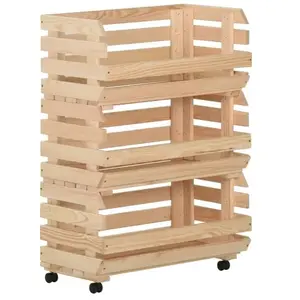 vidaXL Chariot à légumes 57x30x80 cm Bois de pin solide pas cher