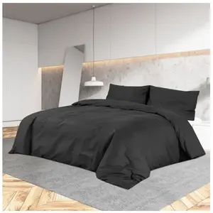 Comparateur de prix : vidaXL Ensemble de housse de couette Noir 135x200 cm Microfibre légère
