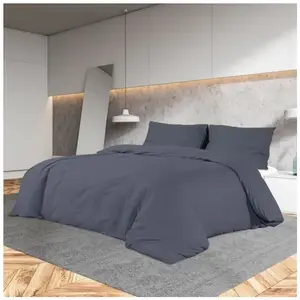 Comparateur de prix : vidaXL Ensemble de housse de couette Anthracite 135x200 cm Microfibre