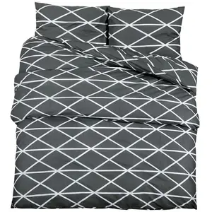 vidaXL Ensemble de housse de couette Gris 200x200 cm Coton pas cher