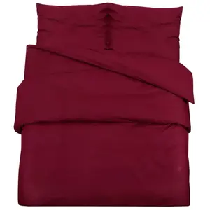 vidaXL Ensemble de housse de couette Bordeaux 200x200 cm Microfibre pas cher
