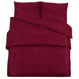 vidaXL Ensemble de housse de couette Bordeaux 200x200 cm Microfibre pas cher