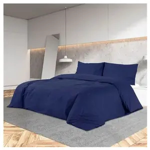 vidaXL Ensemble de housse de couette Bleu marine 200x200 cm Microfibre pas cher