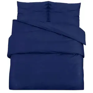 vidaXL Ensemble de housse de couette Bleu marine 260x240 cm Microfibre pas cher
