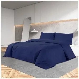 vidaXL Ensemble de housse de couette Bleu marine 200x200 cm Microfibre pas cher