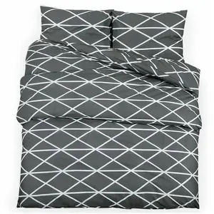 vidaXL Ensemble de housse de couette Gris 135x200 cm Coton pas cher