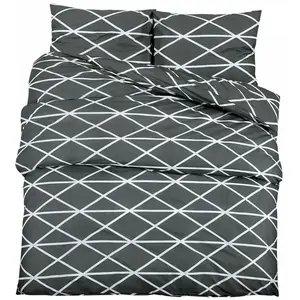 vidaXL Ensemble de housse de couette Gris 200x200 cm Coton pas cher