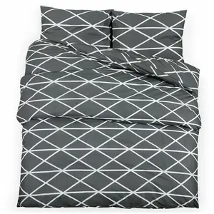 vidaXL Ensemble de housse de couette Gris 200x220 cm Coton pas cher