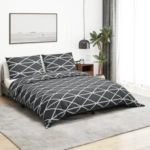 vidaXL Ensemble de housse de couette Gris 140x200 cm Coton pas cher