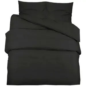 vidaXL Ensemble de housse de couette Noir 260x220 cm Microfibre légère pas cher