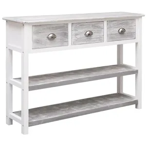 vidaXL Buffet Gris antique 108x30x76 cm Bois de Paulownia massif pas cher