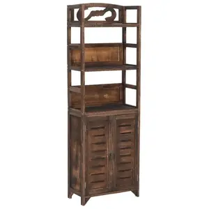 vidaXL Vitrine Marron foncé 46x24x140 cm Bois massif de Paulownia