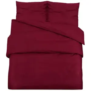 vidaXL Ensemble de housse de couette Bordeaux 140x200 cm Coton pas cher