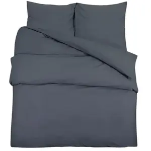 vidaXL Ensemble de housse de couette Anthracite 200x200 cm Coton pas cher